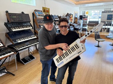 Franck Martin and Joachim Garraud at the Vintage Synthesizer Museum